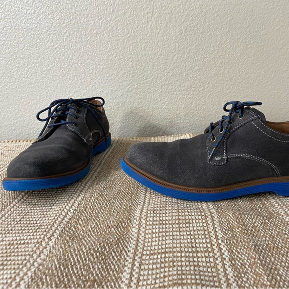 Florsheim Gray Blue Leather Suede Lace Up Plain ToeComfortech Supacush Jr Oxford - Picture 2 of 11